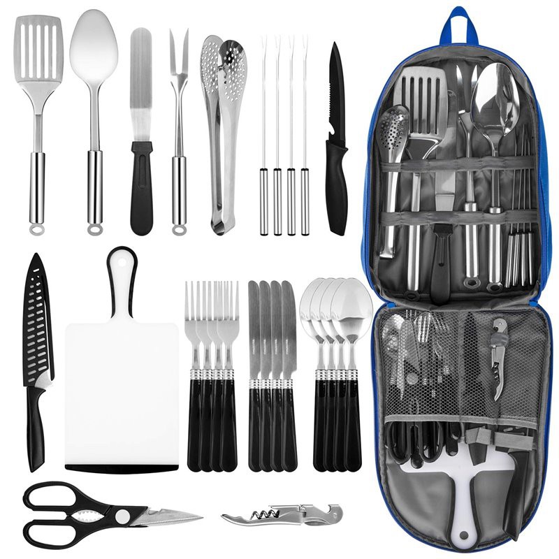 Portable Camping Noj Cov Khoom Siv